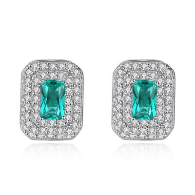 China CZCITY CLASSIC hot sale square shaped gemstone stud earrings wholesale luxury bridal jewelry earrings for sale