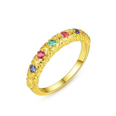 China CZCITY Ethnic Trendy Gold Plated Rainbow Color Gemstone Ring Wedding Rings For Women Engagement for sale