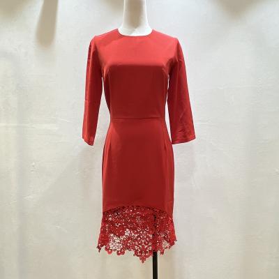 China Summer Breathable Solid Dresses Wholesale Sexy Bodycon Women Fashion Casual Dress With Lace Bud Office Lady for sale