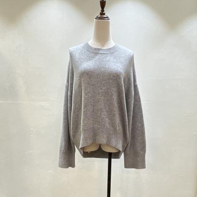 China 2022 New Arrival Solid Color Knitwear Crewneck Pullover Breathable 100% Cashmere Knit Loose Casual Sweater Tops Plus Size Women Sweater for sale