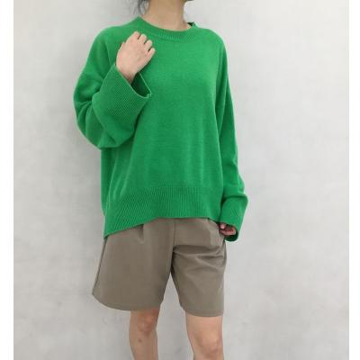 China Breathable made in china cashmere sweater knitted top pure color sweater high quality lass long sleeved top crew neck pullover for sale