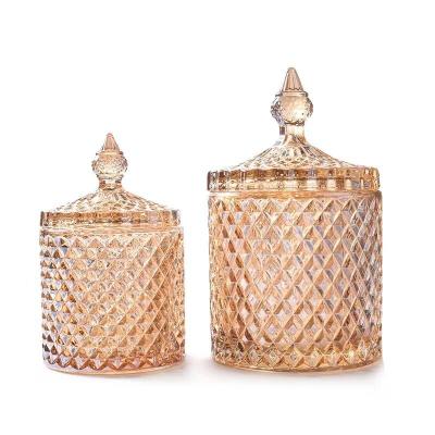 China Custom Clear Luxury Unique Diamond Shape Stone Candle Jars Candy Style Candle Jars for sale