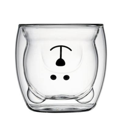 China High Quality Unique Food Bear Shape 250ml Borosilicate Glass Double Layer Glass Mug for sale