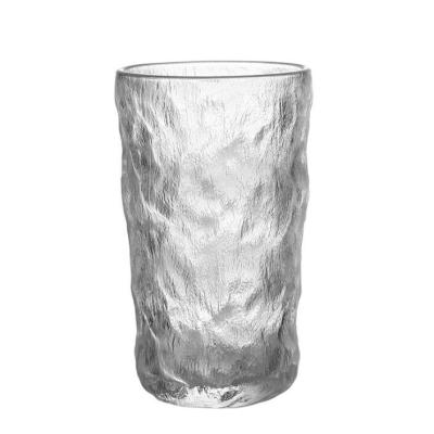 China Matte Superior Quality Customized Viable 295ml 365ml Round Frosted Clear Glass Mug With Glacier Grain for sale