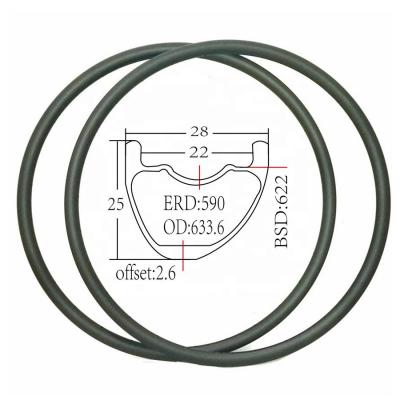 China Road Bikes MTB06 29ER MTB Carbon Rim 24H With 29 Lightweight Asymmetric Tubeless Rim 28mm Carbon Rim for sale