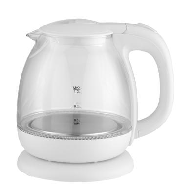 China 360 Degree Base 1.0L Home Appliance Healthy Life Small Capacity Quick Rotating Glass Electric Kettle for sale