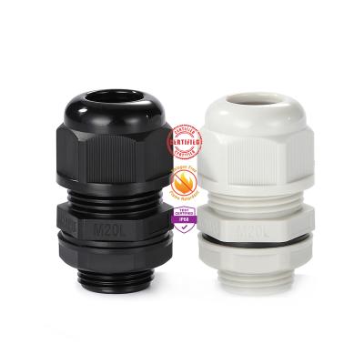 China Weather and Water Proof Buy It Now Waterproof 20MM M20 Premium Plastic Gland OD 8-14MM TL 15MM Zero Halogen PA6-V2 IP68 for sale