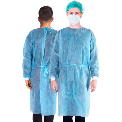 China Nonwoven SMS Disposable Isolation Gown Personal Protective Medical SMS Insolation Gown Disposable with elastic and knitted cuffs Te koop