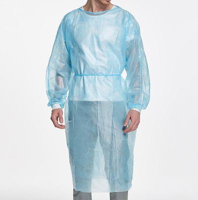 Cina PPE Disposable Waterproof Protective Isolation Gown 25gsm PP Non Woven aami Level 1/2/3/4 Isolation Gowns with elastic cuffs in vendita