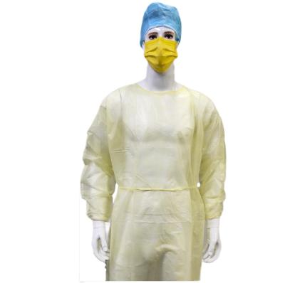 中国 S&J Yellow PP Visit Gowns Waterproof Disposable Lab Coat scrub suits 販売のため