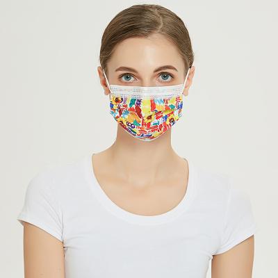 China S&J Protective Disposable Nonwoven Printed Cute Face Mask Respirator Medical Surgical 3 ply custom printed face mask for sale