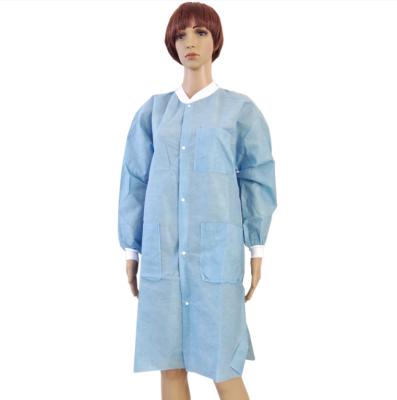 China S&J Disposable OEM Factory supply Accept Custom Color and Design SMS PP Nonwoven Men Women Lab Coat for sale