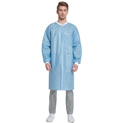 China Unisex Adult Non-woven Disposable Lab Coat Isolation Gowns Smocks for sale