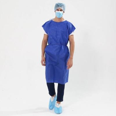 中国 OEM Patient Gown Hospital Open Shoulder Patient Gown SMS Short Sleeve Hospital Patient Gown Disposable 販売のため