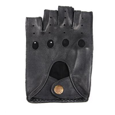 China Fashion Black Goatskin Mens Leather Trim Leather Half-Finger Gloves for sale