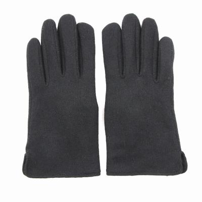 China Fashion Warm Plain Men'S Black Short Plush Striped Wool Touch Screen Knitted Gloves for sale