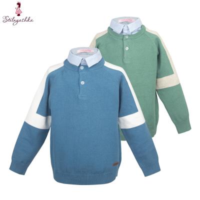 China New Stilnyashka Design Turn-Down Collar Sweater Kids Boys Winter Anti-Shrink Cotton Sweaters for sale