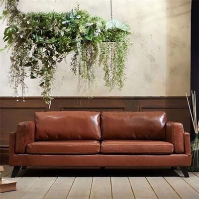 China Other Simple modern leather sofa 3 seater retro apartment bedroom Cafe Bar Club Nordic home furniture modern design living room sofas for sale