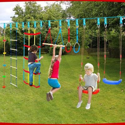 China Wholesale Price Ninja Warrior Slackline Hanging Obstacle Monkey Bar Ninja Kit Obstacle Course With Outdoor Swing Set for sale