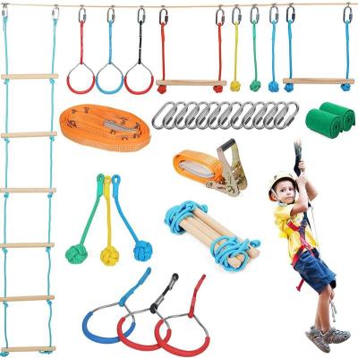 China Wholesale Price Ninja Warrior Slackline Hanging Obstacle Monkey Bar Ninja Kit Obstacle Course With Outdoor Swing Set for sale