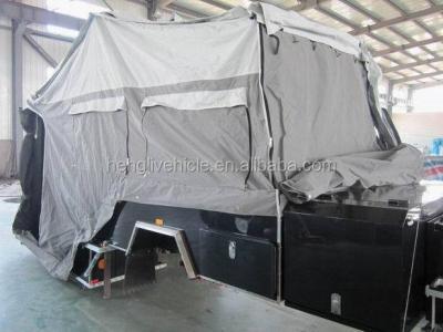 China Travel Trailer Stainless Steel Kitchen Hard Floor Folding Rear Camping Trailer for sale