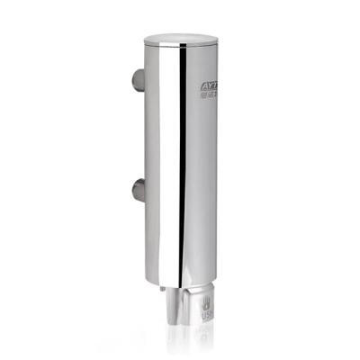 China Luxury Hotel Vertical Double Soap Dispenser Thicken Stainless Steel Wall Mounted Refillable Shower Gel Shampoo Liquid Soap Dispenser for sale