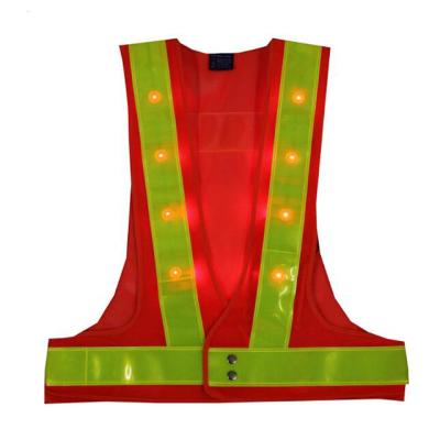 China Road Safety Workplace Safety 16 LED Light Booting Outdoor Traffic Night Safety Warning Vest (Led Safety Vest) for sale