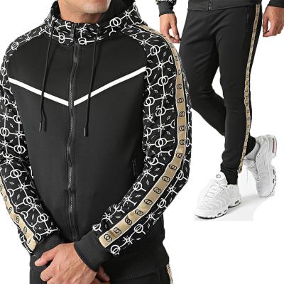 China PDEP M-4XL 2022 New Men's Custom Logo Pattern Breathable Hooded Two-piece Suit Set Tracksuit for sale