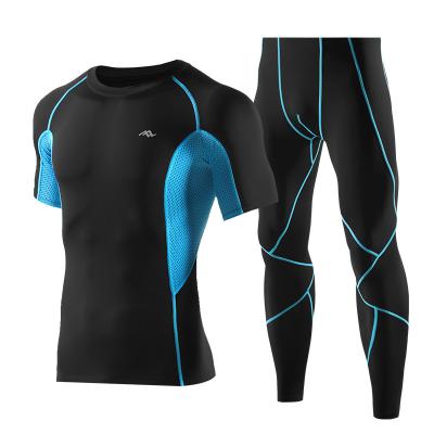 China 2021 new men's breathable summer tights fitness suits men's running and quick-drying men's two-piece suits for sale