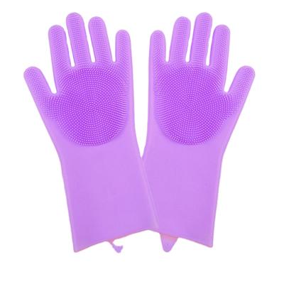 China Multifunctional Cleaning: House Cleaning Scrubber Brush Eco-Friendly Heat Resistant Kitchen Cleaning GloveSS Dish Washing Silicone GlovesS 160g for sale