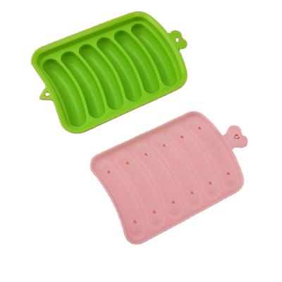 China Viable 6 Cavities Sausage Hot Dogs Mold Food Grade Silicone DIY 120g Cake Tools for sale