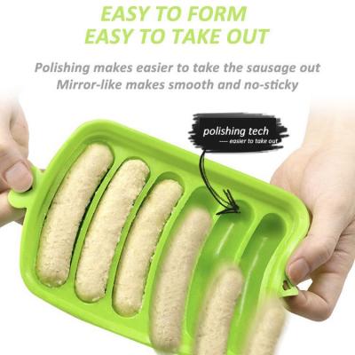 China 6 Pcs Long Outlet Factory Silicone Molds Non-stick Baking Cake 170g Sausage Viable Mousse Mold for sale