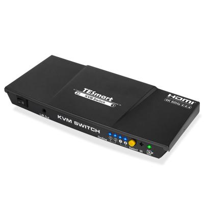 China Aluminum alloy USB2.0 port 4K 2x1 hdmi kvm changer 2 in 1 usb kvm hdmi kvm switch 2 port for sale