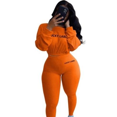 China Lucky Label Ladies Two Piece Suit Fall Women Letter Plus Size Sportswear  Jogging Sets Tracksuits for sale