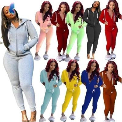 China Jogging Ladies Two Piece Suit Zip Up  Fall Clothing For Women 2 Piece for sale