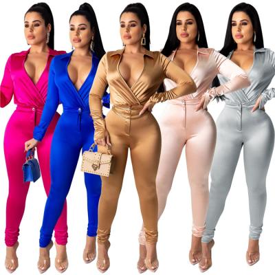 China Women Fall Ladies Two Piece Suit Sport Trousers Knitting Sexy 2 Piece Set for sale