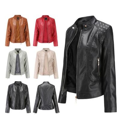 中国 2021 new arrivals plus size women fall clothing coat crop tops fashion leather jackets 販売のため