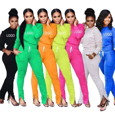 China Custom 2020 Plain Long Sleeves Sweat Suits Fashion Women Joggers Suits Sets Polyester Feet Zip Training Jogging Wear for Women for sale