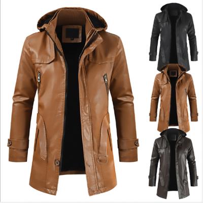 China New Fashion PU Fit Men's Casual Hooded Slim Leather Jacket QUICK DRY, Warm, Windproof and Waterproof for sale