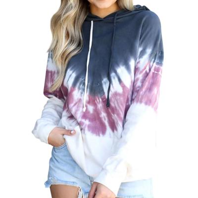 China 2020 Fashion Anti-Wrinkle Long Tie Dye Hoodie Sleeve Pocket Plus Size Hoodie Women for sale