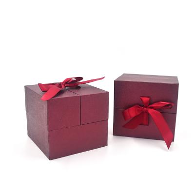 China Recyclable Custom Special Surprised Chocolate Packaging Gift Paper Box With Ribbon for sale