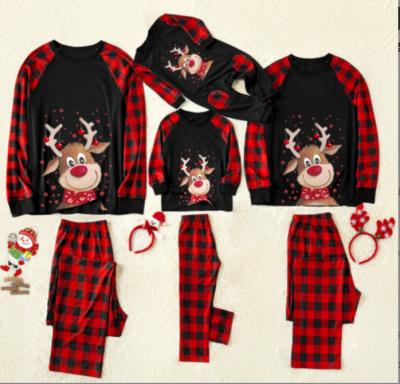 China QUICK DRY Family Outfits Matching Cartoon Christmas Printed Matching Homewear Mom and Daughter Pajamas Parent-child Use for sale