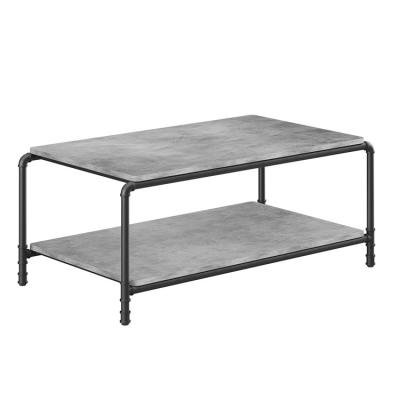 China (Size) VASAGLE Latest Designs Adjustable Concrete Gray Large Industrial Coffee Table Living Room With Iron Pipe Legs for sale