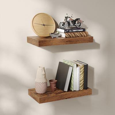 China (Size) VASAGLE Adjustable Antique Industrial Floating Shelves For Living Room Wall Shelves Home Decor Wooden Wall Shelves for sale