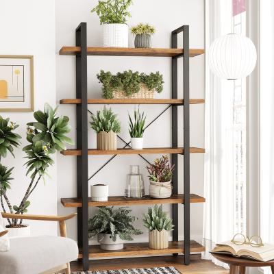 China VASAGLE Bookshelf Storage Ladder Shelf Plant Multi Living Room Wooden Stand Viable Wooden Storage Shelf Rack for sale