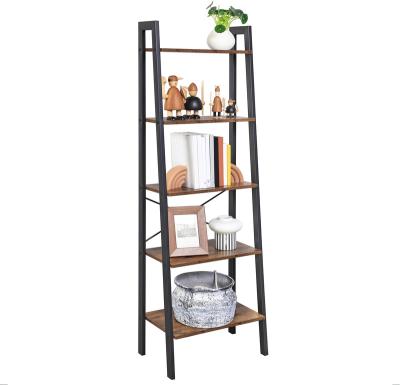 China Free Standing Vasagle LLS45X 4 Tier Vintage Wooden Ladder Shelf Wooden Factory Show Rackmetal Frame Ladder Shelf For Home for sale