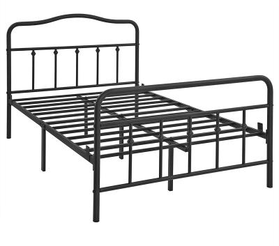 China Full Size Lighted Headboard Metal Bed Frame With Strong Headboard And Footboard No Needed Box Spring Platform Bed For Kids Adults Guest for sale