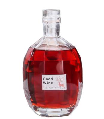 China 250ml 375ml 500ml Creative Transparent Glass Whiskey Bottle Fruit Rice Wine White Cosmetic Crystal Beverage Bottle With Wooden Cover for sale