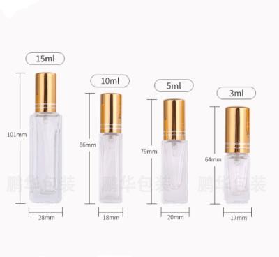 China 3ml 5ml 10ml Clear Square Slot Cosmetic Spray Perfume Bottle for sale