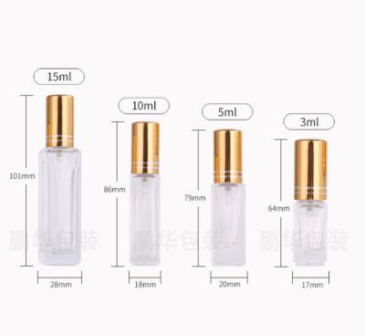 China 2021 2022 3ml 5ml 10ml Transparent Square Slot Cosmetic Spray Perfume Bottle for sale